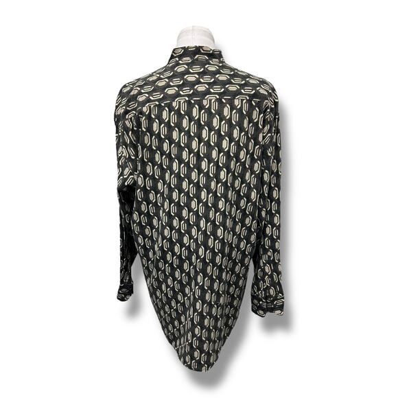 Vintage 90s Zeidler & Zeidler Geometric Pattern Rayon Dress Shirt S - Picture 4 of 10